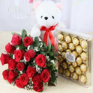 teddy choco flowers